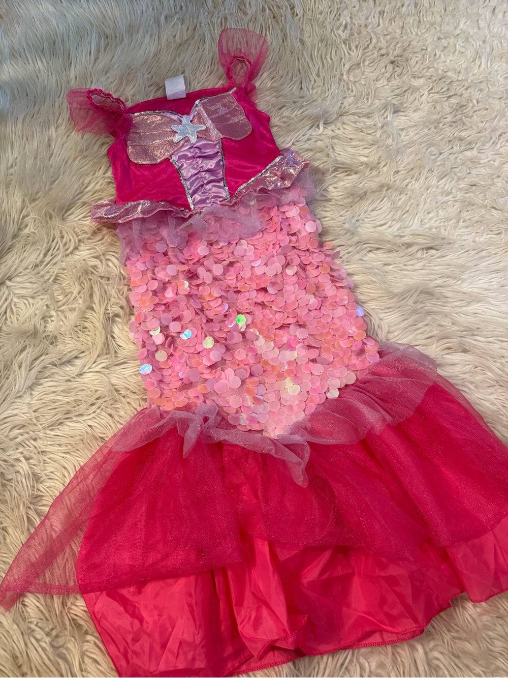 Kids Pink Mermaid Sequin Costume (E8)